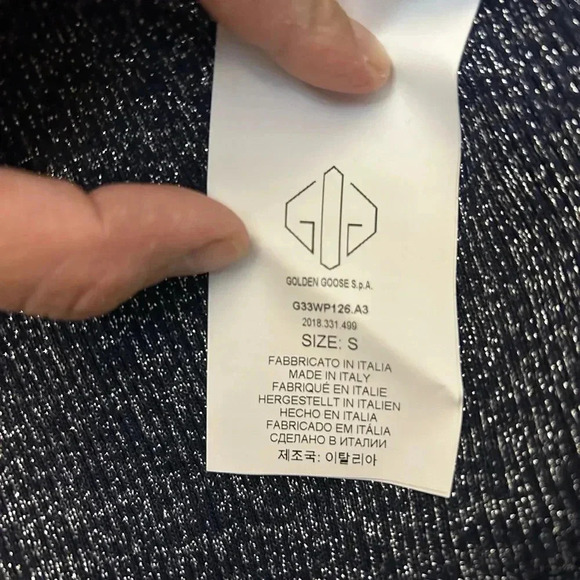 Golden Goose Venezia Pullover blouse Shimmery Blue Turtleneck Sz S Party - Picture 12 of 16